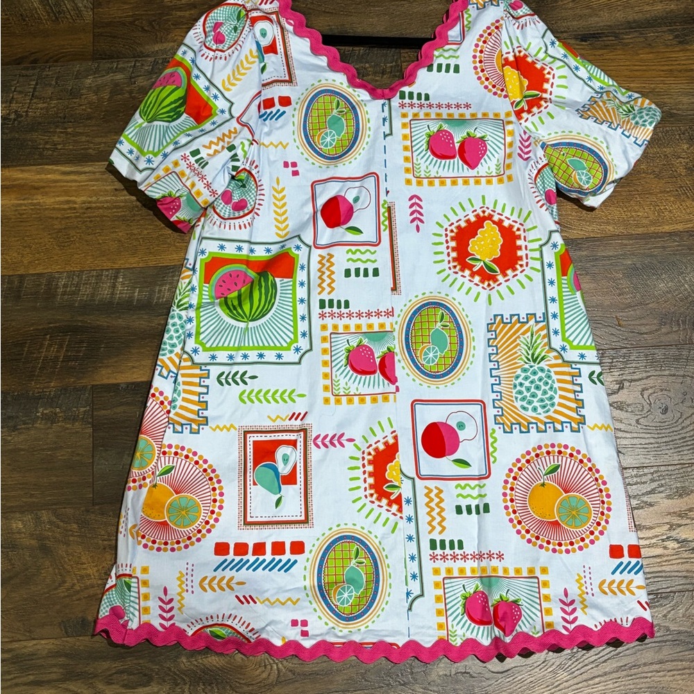 Easel Women's Mini Dress with Pink and Multicolor Patterns - Picture 2 of 3